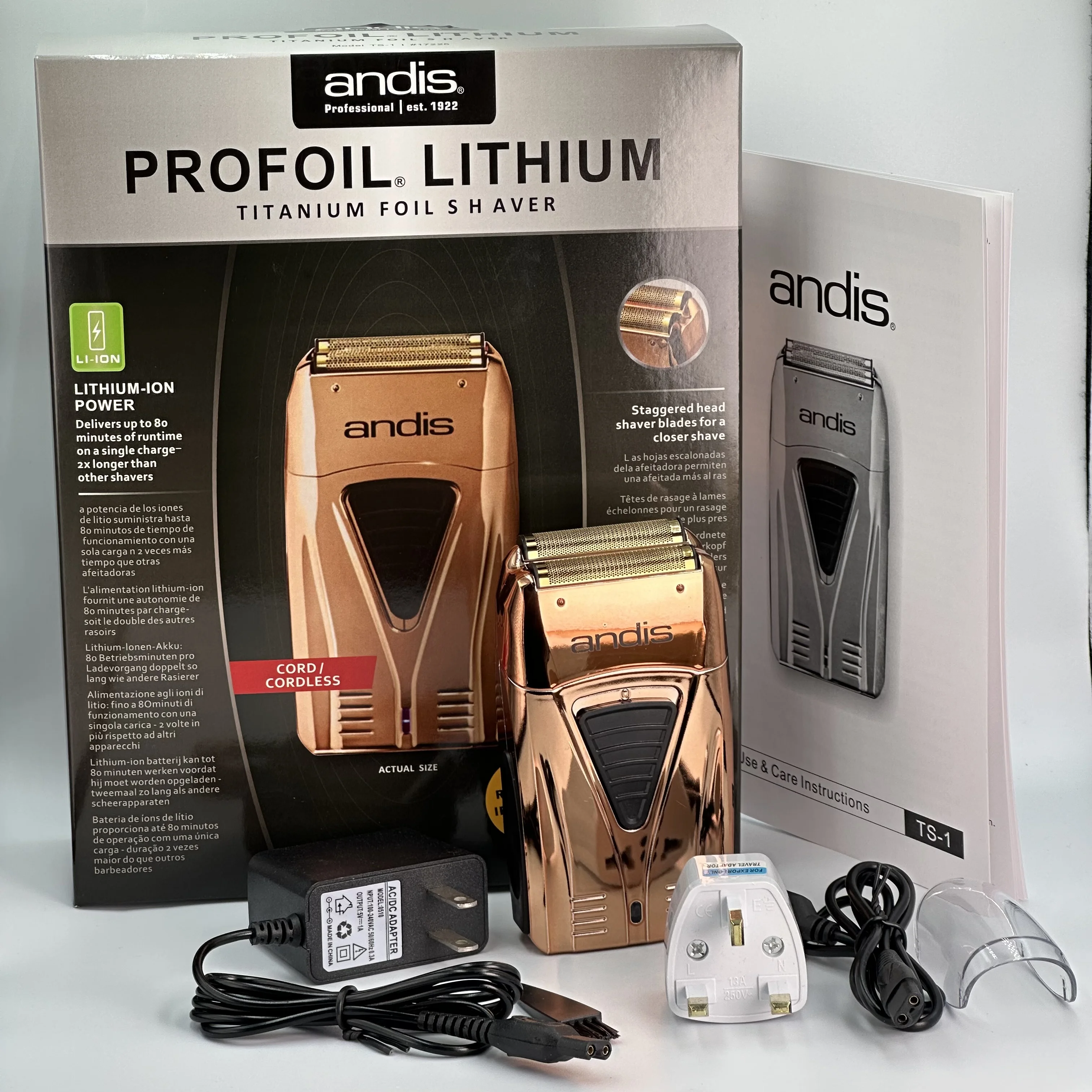Originele Andis Profoil Lithium Plus 17205 Kapper Haar Reiniging Elektrisch Scheerapparaat Voor Mannen Baard Stoppels Scheermes Kaal Scheren Machine
