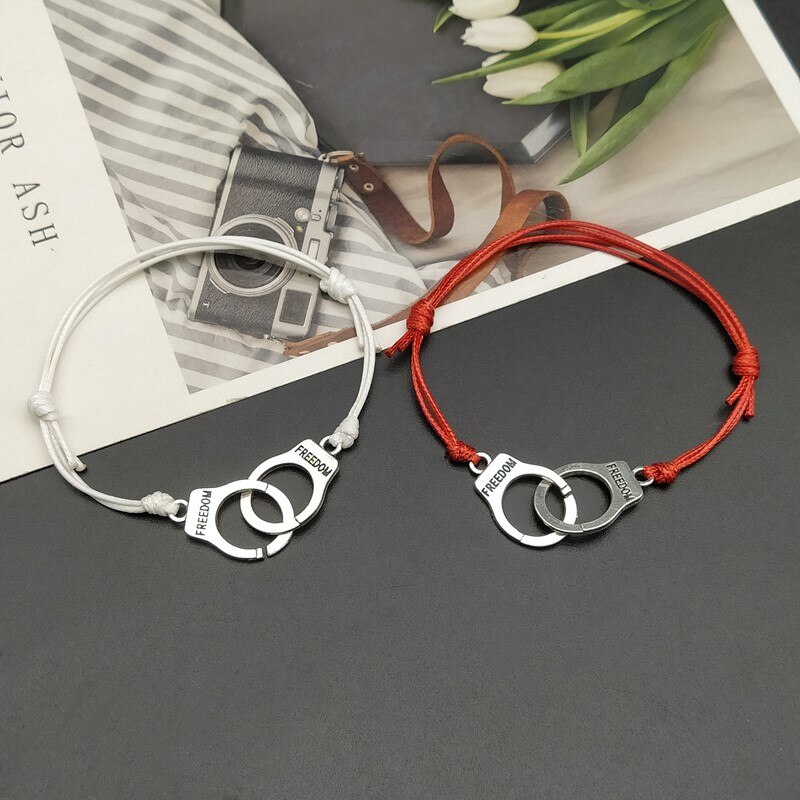 2 pcs Handcuff Bracelet Set BBF Adjustable Rope Bracelet for Women Men Friendship Couple Bracelets Matching Bracelets: F