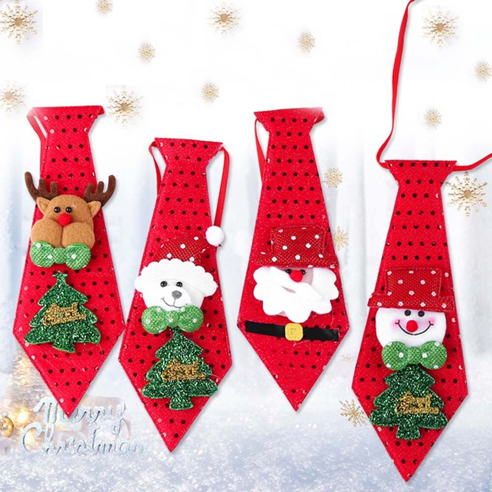 Led Verlichting Kerst Tie Glow Pailletten Kerstman Beer Sneeuwpop Elanden Stropdas Voor Kinderen Cartoon Tie Jaar Decoratie