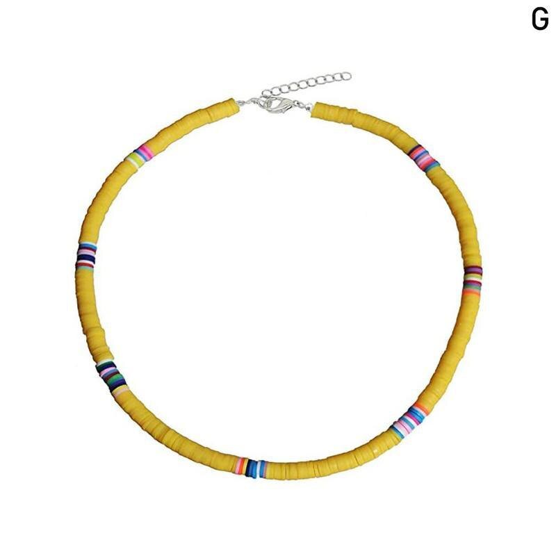 Collar redondo de arcilla suave para mujer, Gargantilla informal a la , joyería multicolor, para accesorios de mujer I0E2