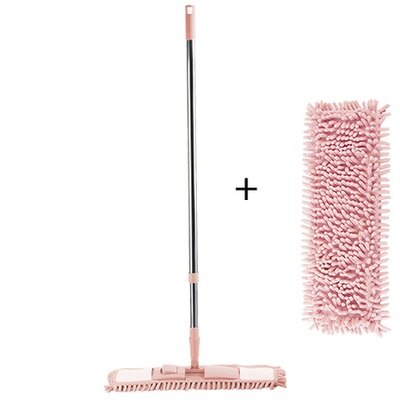 Vadrouille Chenille Moper pour plancher de lavage Wonderlife nettoyage de la maison vadrouilles paresseux outils propres tige de peinture chiffon de lavage en plastique: pink and 1 pad