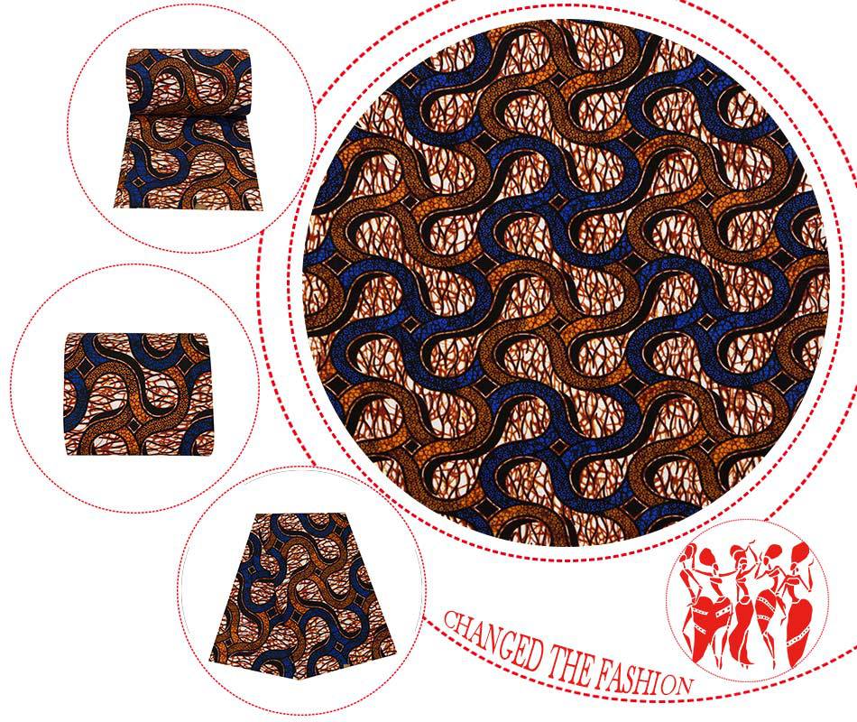 Brunt ankara stof med afrikansk vokstryk 6 yards åndbart afrikansk voks polyester voksstof til patchwork
