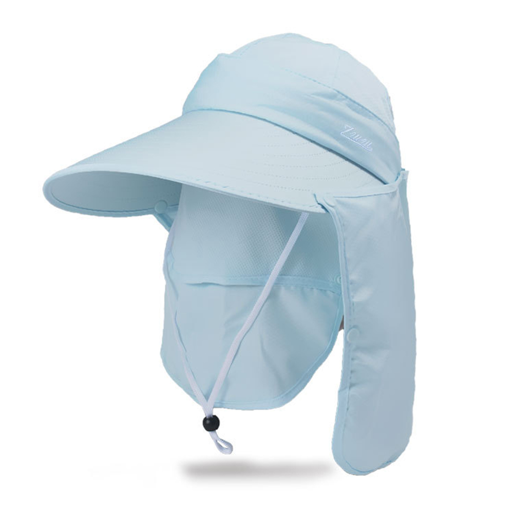 Aftagelig sommer hat solbeskyttelse hat uv beskyttelse ansigt hals sol cap udendørs fiskeri vandring arbejde afslappet hat: Himmelblå