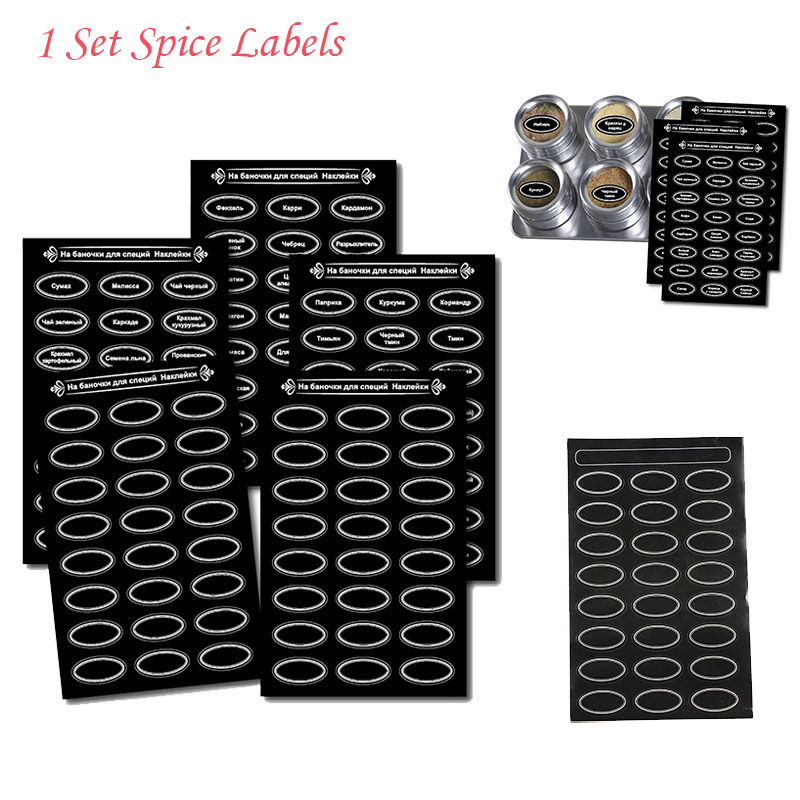 1 Set Kitchen Jars Stickers For Cans Spice Labels 72 Spice Labels 48 Blank Labels for Organizing Condiments Blackboard Labels