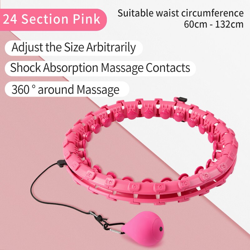 TMT 18-24 Section Sport Hoops Detachable 360° Smart Massage Thin Waist Hoop Fitness Equipment for Weight Loss Home Training Gym: 24 pink