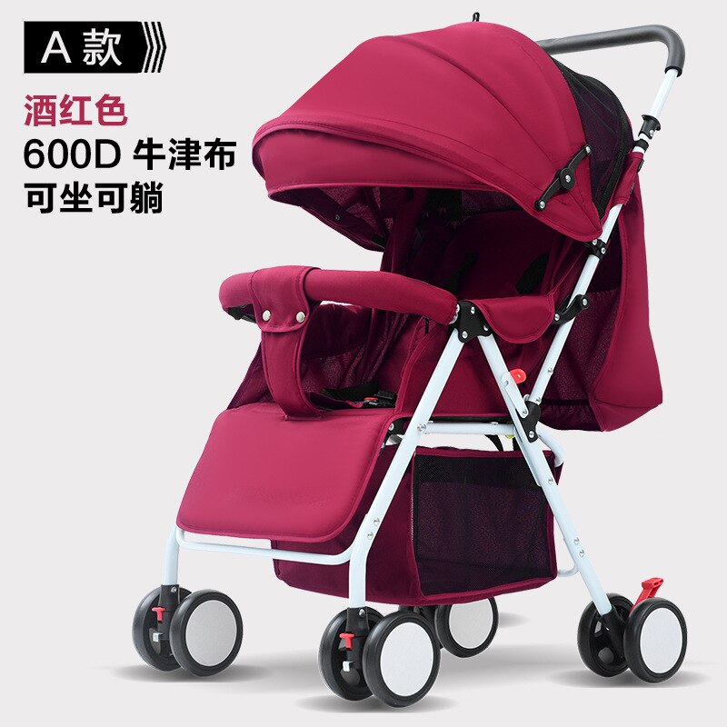 Draagbare Kinderwagen Vouwen Kinderwagen Ultra Lichtgewicht En Handig Kan Sit Lie Baby Eenvoudige Kind Mini Vier Wiel Kar: red A