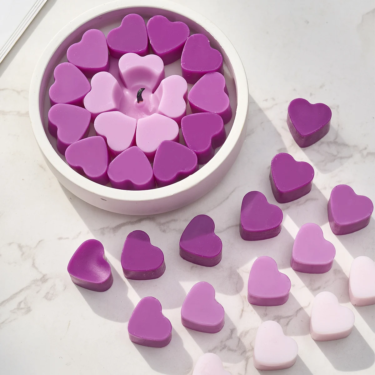 Molde de vela de silicona con forma de corazón de 56 compartimentos, bricolaje, grande, pequeño, pastel de amor, bandeja de hielo de Chocolate, moldes para hornear, decoración del hogar y vacaciones
