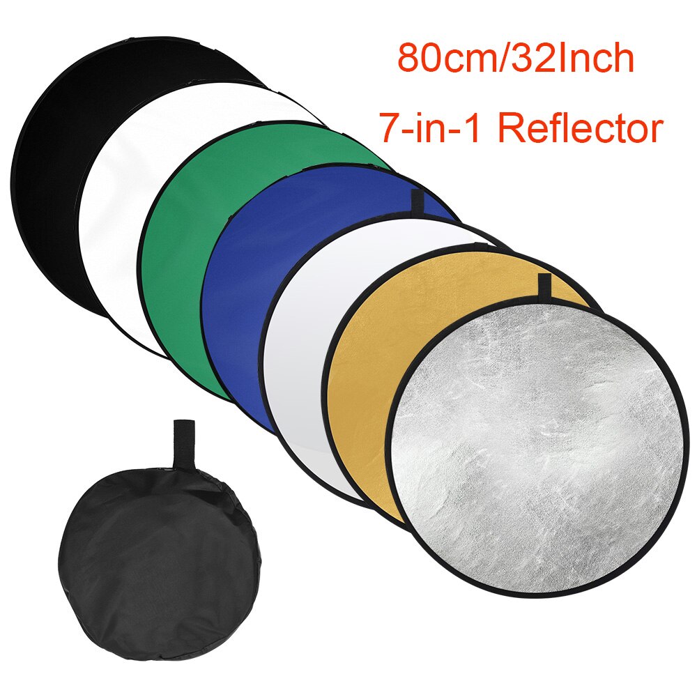 60 * 90cm/ 24 * 35inch Photography Light Reflector 7-in-1 Collapsible Multi-Disc for Studio Outdoor Photography with Carry Bag: 32Inch 7-in-1