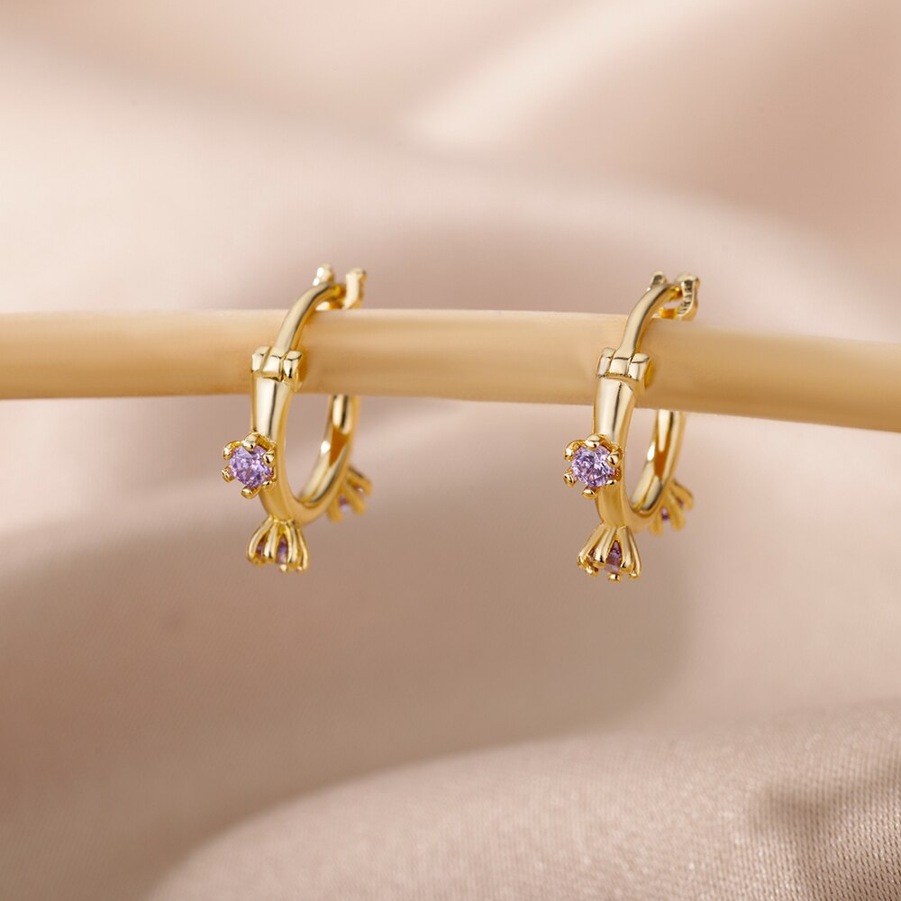 Brincos de aço inoxidável para mulheres minimalista zircão de ouro em forma de flor redonda brincos piercing boho jóias presente bijoux femme