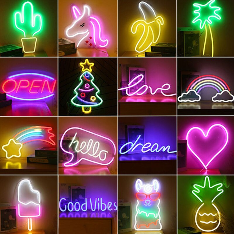 INS Style USB LED Wall Lamp Flamingo Cat Lip Star Cloud Night Light For Room Decor Wedding Bithday Bachelorette Party