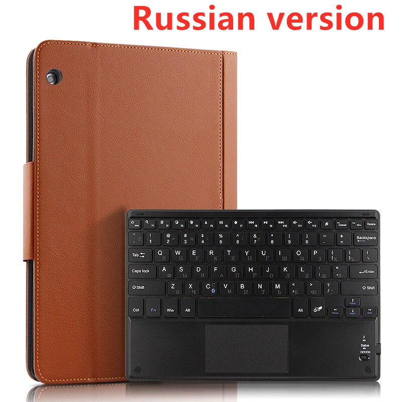 Pour Lenovo Tab M10 FHD Plus 10.3 2gen TB-X606F X606X étui en cuir PU support magnétique avec clavier tactile sans fil Bluetooth: brown Russian