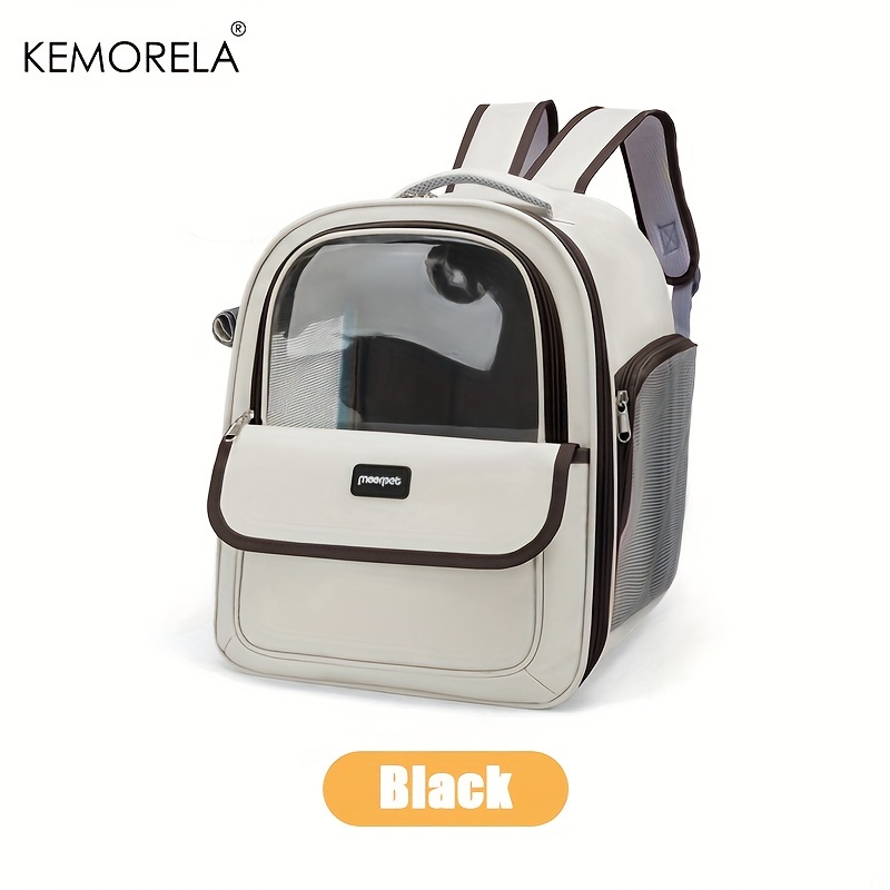 KEMORELA-mochila para mascotas para gatos y perros, cápsula transparente grande para exteriores, bolsa de transporte transpirable, suministros para mascotas: Negro