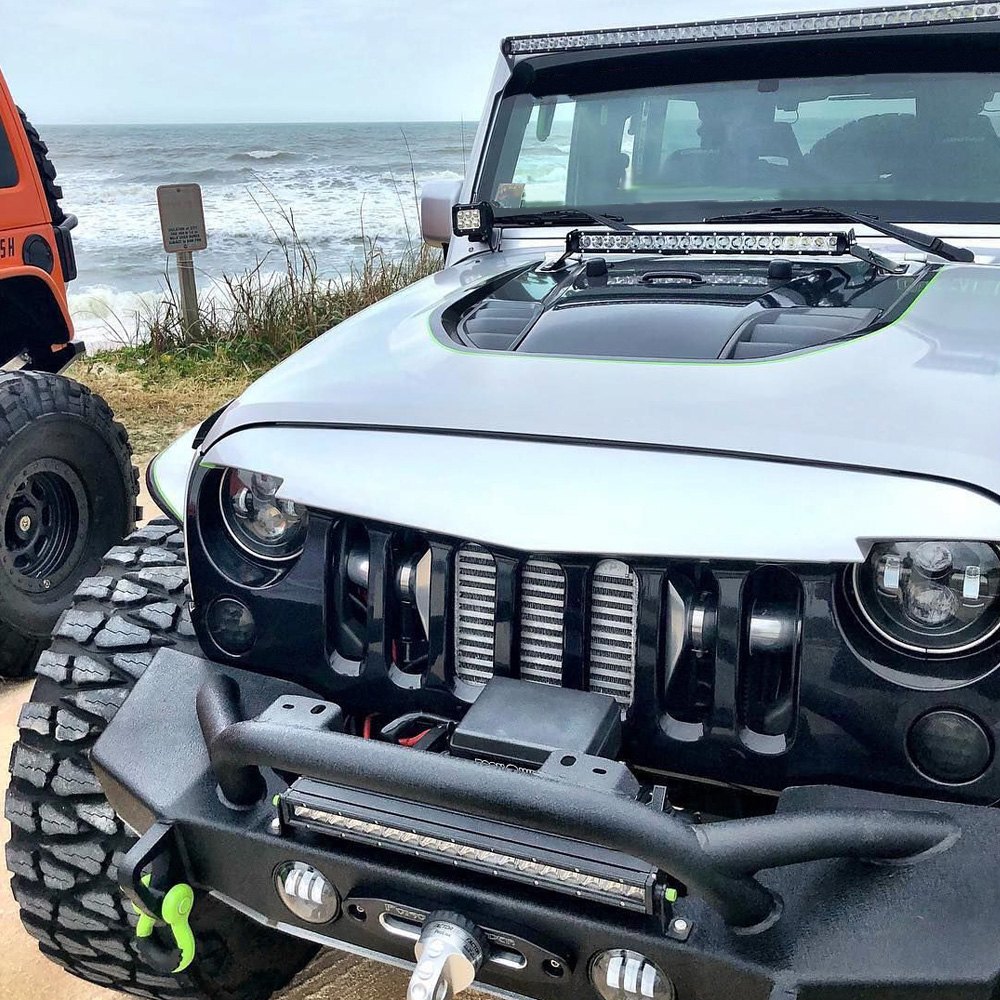 Offroad 4X4 Car Hood Bullbar 7" 13" 20" 25" 30" 38" Slim LED Light Bar Pickup UTV SUV Bumper Flood Fog Spotlights Driving Lamp