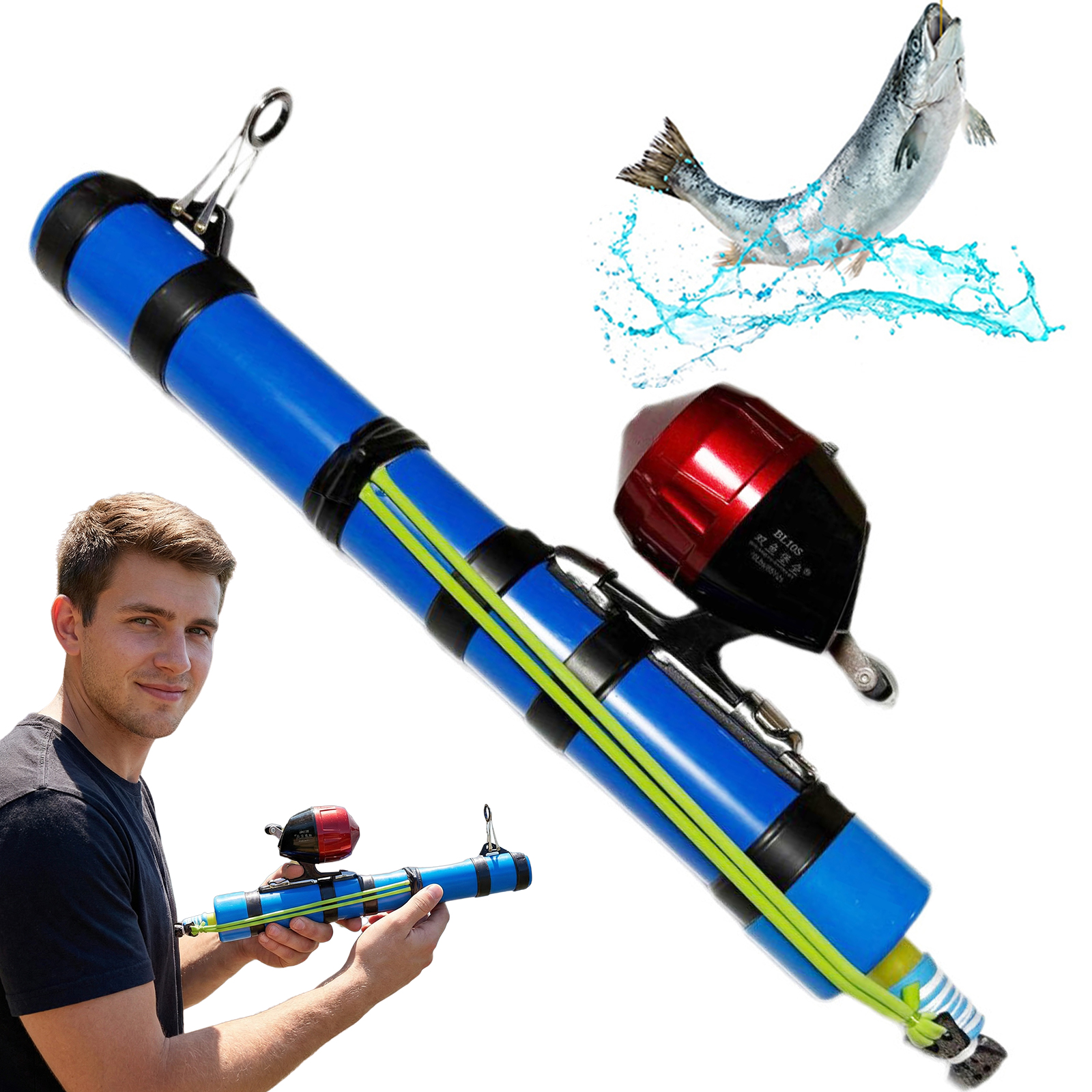 Lure Launcher Fishings Tool Reusable Compact Fishing Rod Holder Fish Bait Launching Equipment for Bass Trout Catfish Saltwater