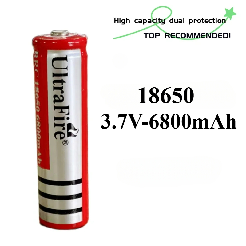 18650 3.7V 6800mAh Li-ion Rechargeable Battery for LED Flashlights - High Capacity & CE/RoHS Certified