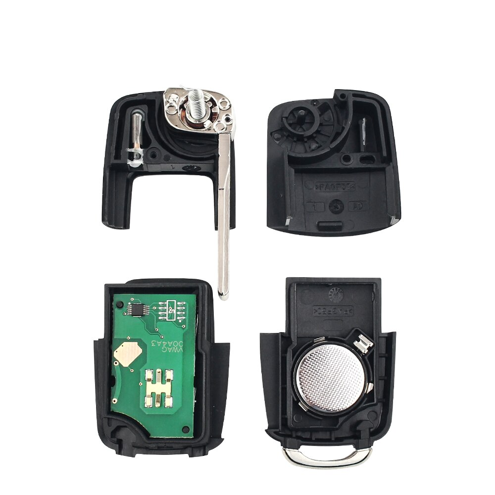 KEYYOU-mando a distancia con 2 botones para coche, 433MHz, 1J0 959 753 AG, funda con tapa para VW VolksWagen Beetle Bora Golf Passat Polo ID48 Chip