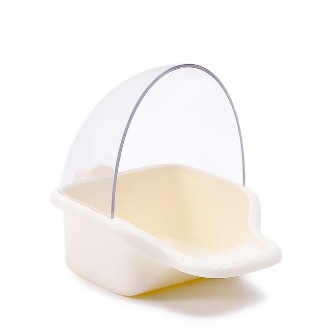 Jaula de prevención de salpicaduras para pájaros, comedero colgante de agua para loros y aves, contenedor de comida para mascotas, suministros para pájaros: L / Blanco