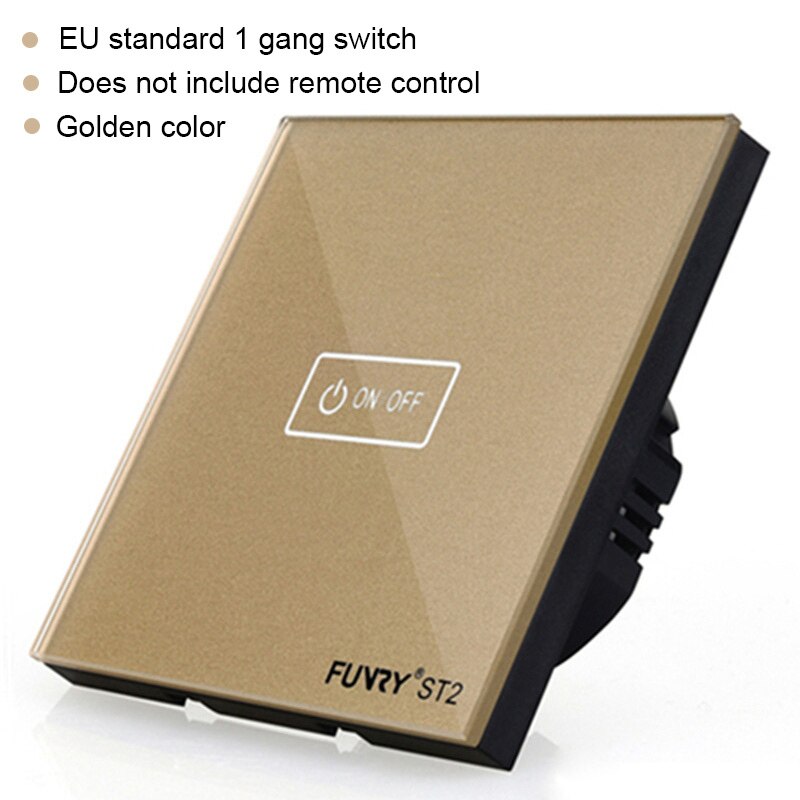 Original Funry EU standard 1 gang 1 way Switch Remote Control WIFI/APP Control Light Switch 170-240V RF433MHz Smart Control: gold switch