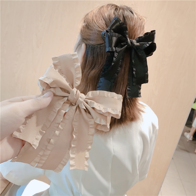 Pinza para el pelo con lazo grande para mujer, accesorio para el cabello con lazo y cola de caballo, joyería para el cabello, para Primavera, novedad