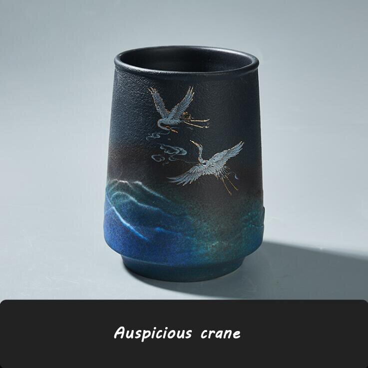 Unik udsøgt kinesisk klassisk stil keramisk kop hjemmekontor krus kaffekop stor øl krus kunst tryk creme flaske: Lykkebringende kran