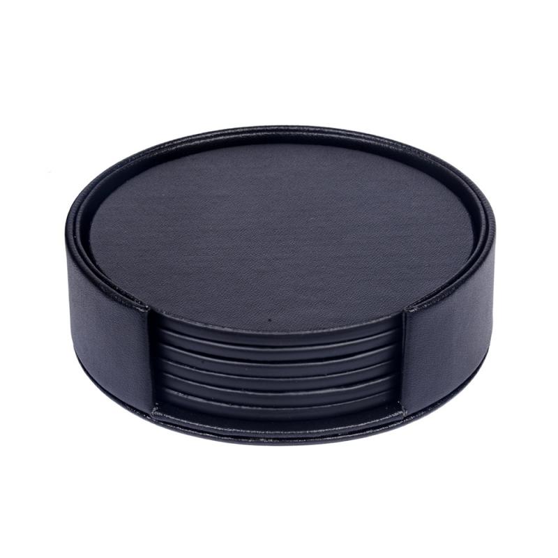 Kopp matta pu läder marmor underlägg dryck kaffe kopp matta teunderlägg matbord bordstabletter bord svart vit chic dekoration 6 st: 01