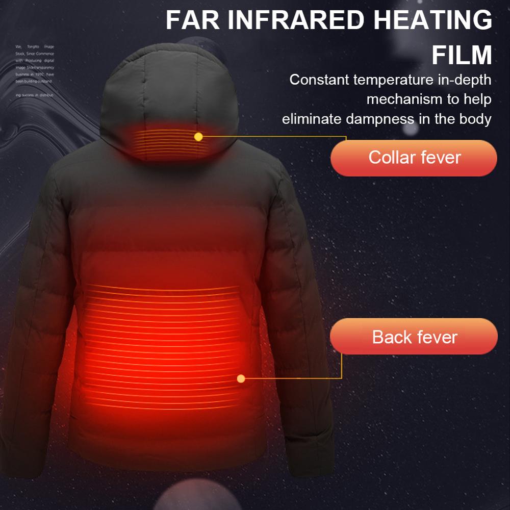 Heating Clothing Jacket Heating Cotton Clothing USB Three-Speed 4 Zones Electric Heating Slim Coat -40℃ Winter Outdoor