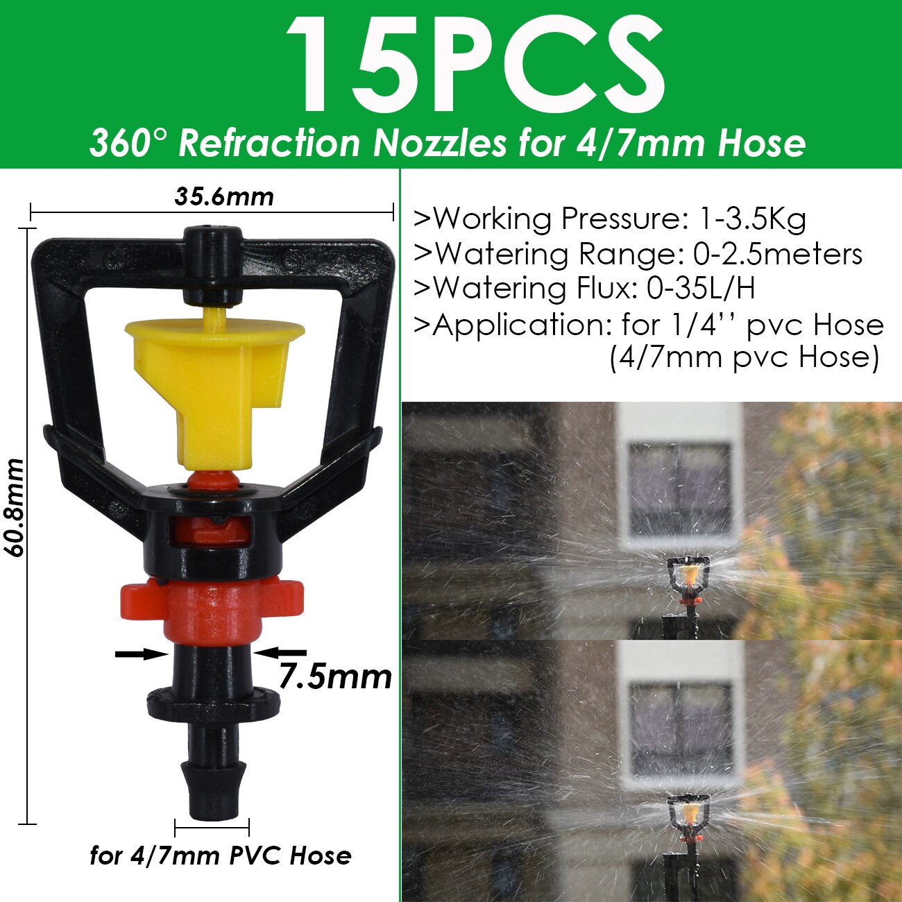 Sprycle 4/7Mm Tuin Verstelbare Irrigatie Staak Sprinkler Emitter Dripper Micro Spuiten Roterende Nozzle Watering Pijl Kas: Bruin