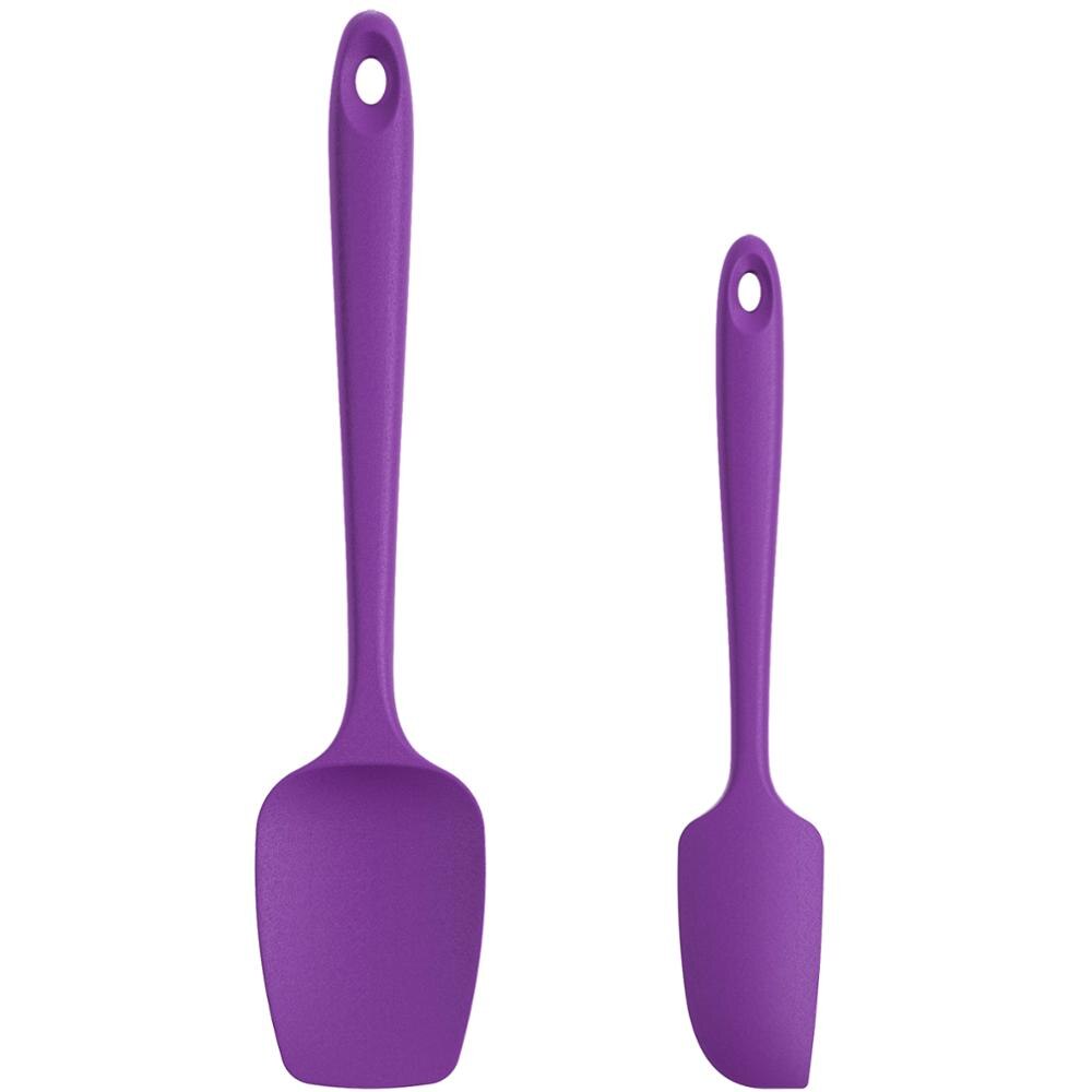 U-Geschmack 2 stücke Kochen Spachtel Silikon Küche Spachtel für Braten Pfanne Mini Silikon Spachtel Kochen Löffel Backen Zubehör werkzeug: Violett / 600 Fahrenheit