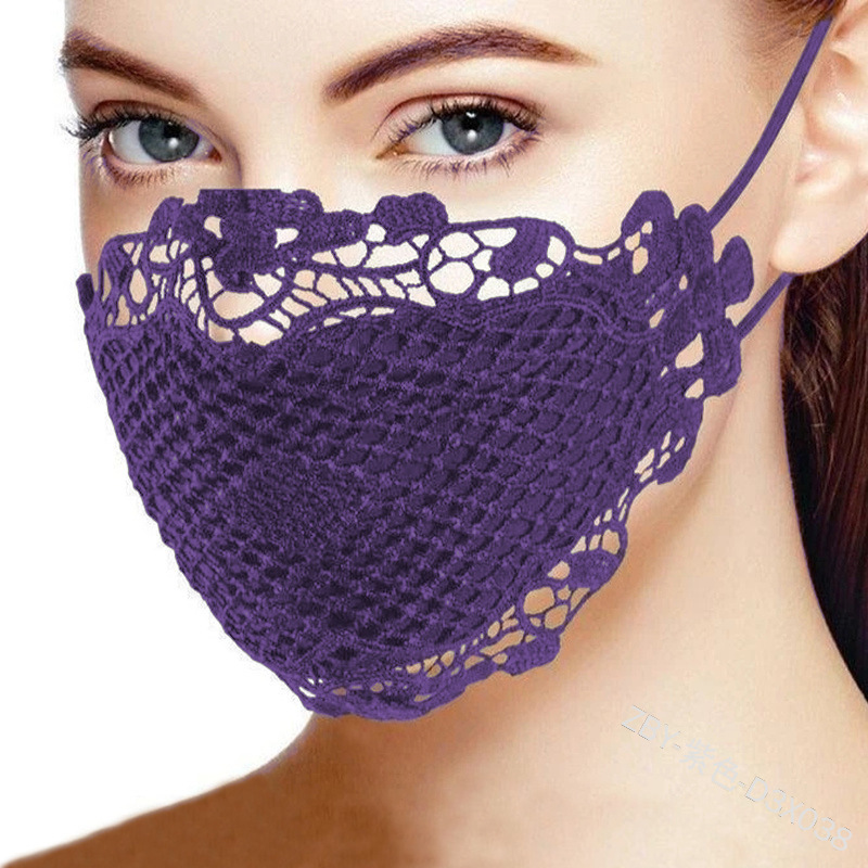 Women Lace Mask Reusable Breathable Safe Protection Face Masks Halloween Cosplay Reusable Mouth Halloween Cosplay Props: PURPLE