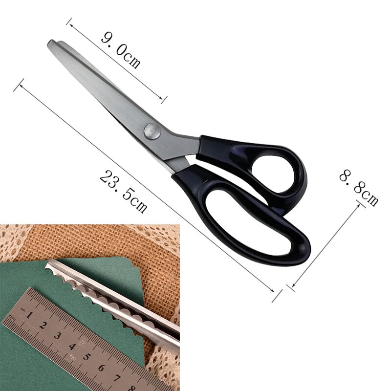 23.5cm Zig Zag Sewing Cut Dressmaking Tailor Shear Pinking Scissor Leather Craft Fabric Upholstery Tool Textile: White