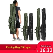 Fishing Bag 2/3 Layer Multifunctional Fishing Rod Reel Lure Canvas Pole Storage Case 120/130/ 150cm Carp Fishing Tackle durable