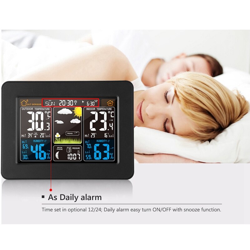Weather Station Air Pressure Forecast Alarm Indoor Outdoor Thermometer Hygrometer Wireless Multifunction Clock