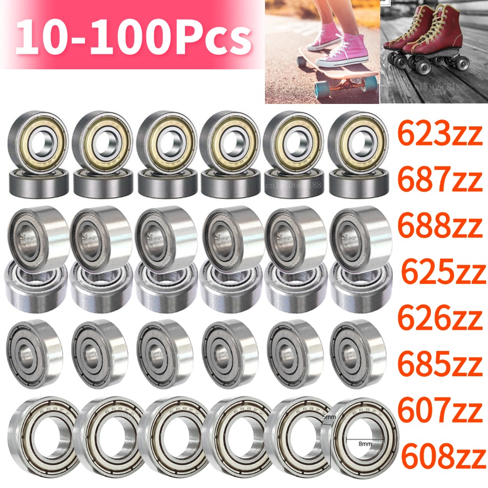 Rodamientos de bolas de piezas, pieza de acero al carbono con ranura profunda para monopatín, 10-100, 608zz, 623zz, 625zz, 626zz, 685zz, 688zz, 607zz