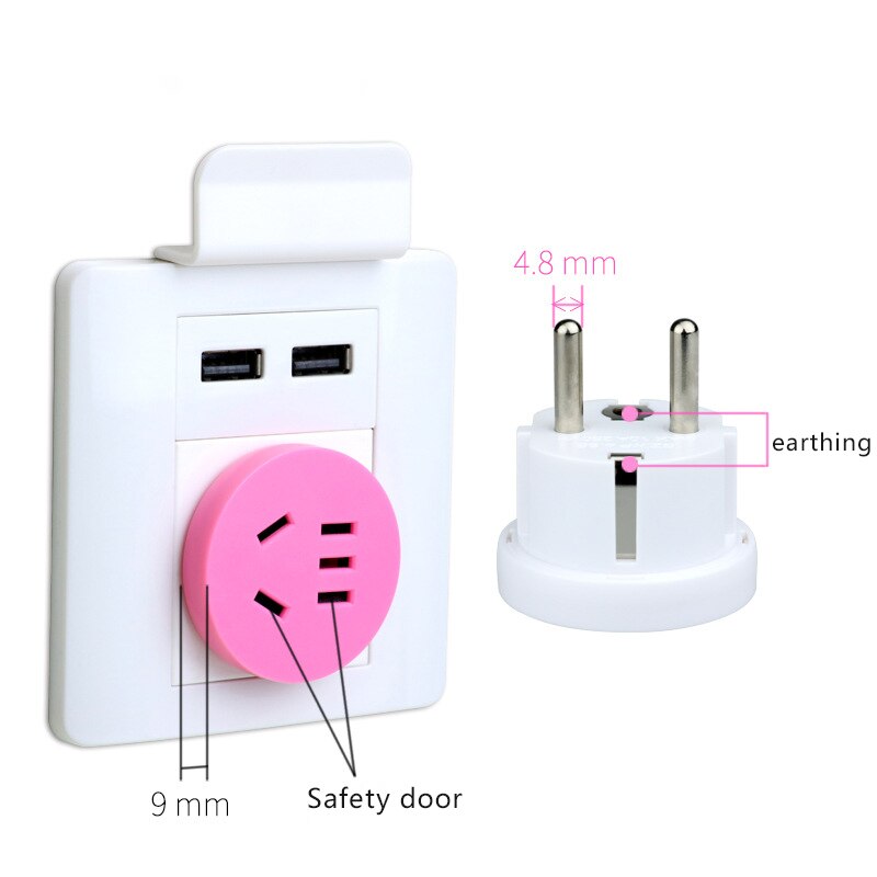 Mini unversal europæisk stikadapter us au cn til eu stik usa aus vægoplader stik adapter konverter 2 runde ben  ac 100v-250v