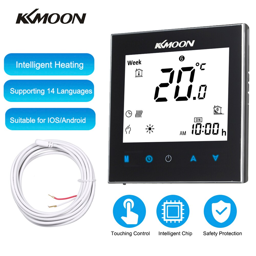 Wifi Thermostat Digital Underfloor Heating Thermostat for Heating System Floor Sensor Smart Room ThermostaTemperature Controller: black no wifi