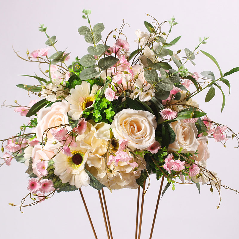 DIY wedding table centrepieces artificial flower ball backdrop wedding decor road lead wall hotel shop party silk flowers