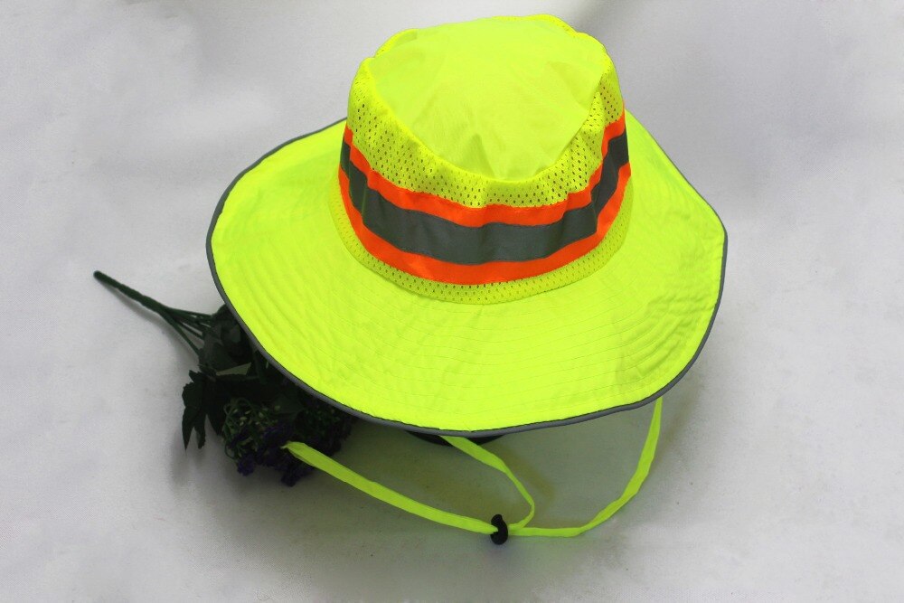 Justerbar udendørs reflekterende sikkerhedshat solbeskyttelse skyggehat arbejdsplads sikkerhedshjelm fluorescein fishers hat: Gul