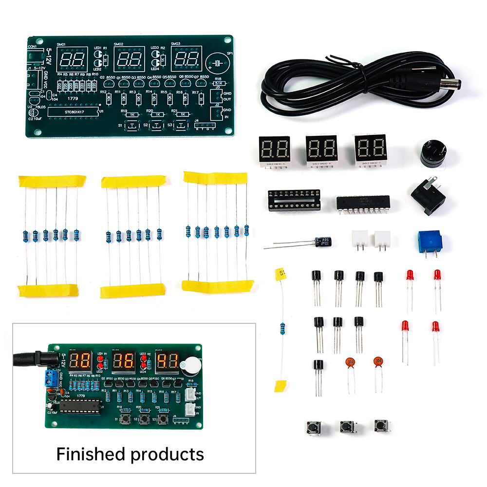 6-stelliges Digitalanzeige-Uhr-einstellen, elektronische Uhr, 51, Single-Chip-Lehrtraining, Lernen, Schweißen, Produktion, DIY-Teile: Ursprünglich Titel