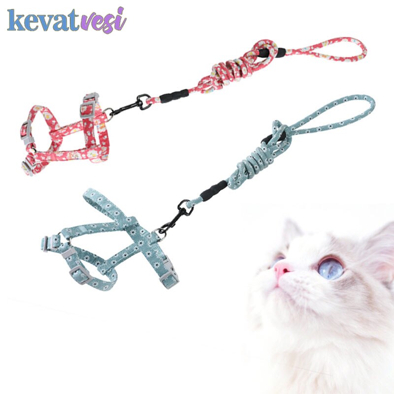 Hondenhalsband voor katten, verstelbaar harnas, riem, cartoon, huisdier, tractie, hond, kat, kitten, halster, kattenbenodigdheden voor katten, huisdierharnas, riem
