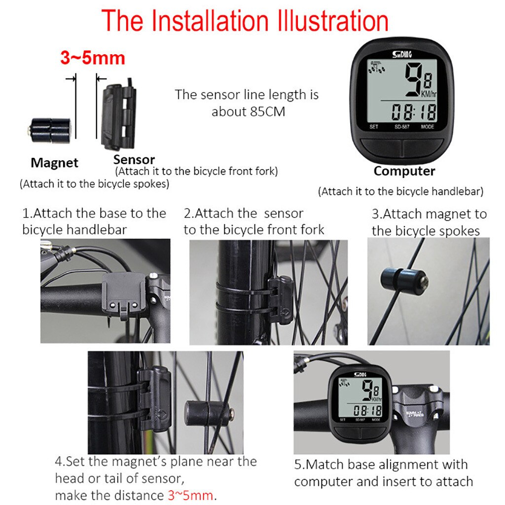 Cycling Bicycle Computers Waterproof Speedometer Bike Computer Odometer Speedometer Watch LED Digital Bike CyclingRate