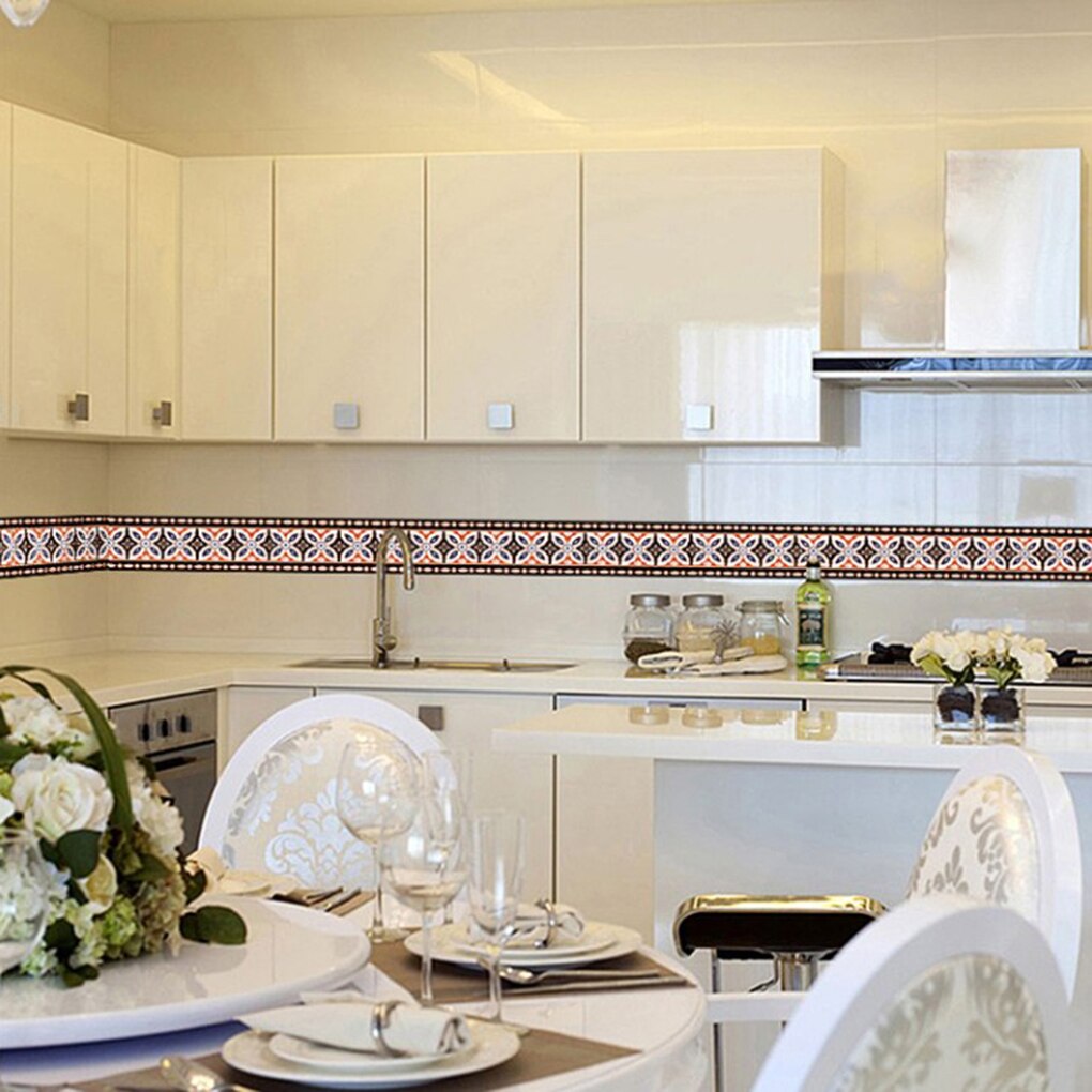 Feiqiong 10m Self Adhesive Wallpaper PVC Waterproof Stone Border Sticker Waist Line Bathroom Toilet Kitchen Wall Sticker Decor