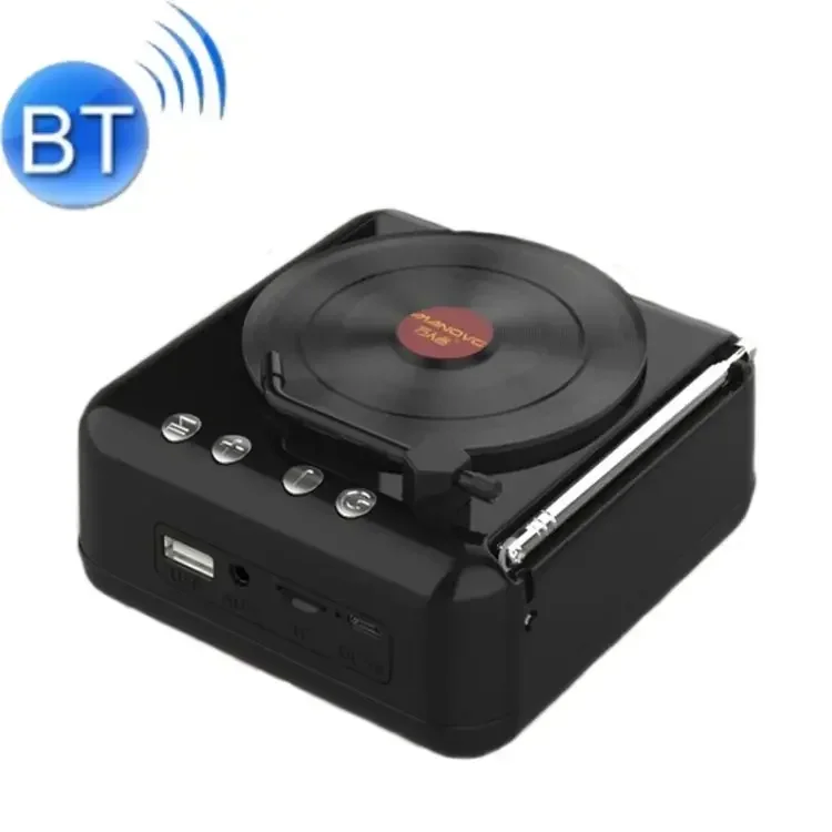 atomisk vinyl platespiller bluetooth høyttaler retro lyd radio hifi lydeffekt super lang vent litt bluetooth musikk: Svart