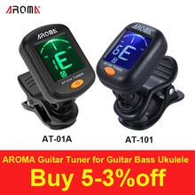 AROMA AT-01A/101 Gitaar Tuner Draaibare Clip-on Tuner LCD Display voor Chromatische Akoestische Gitaar Bas Ukulele Gitaar accessoires