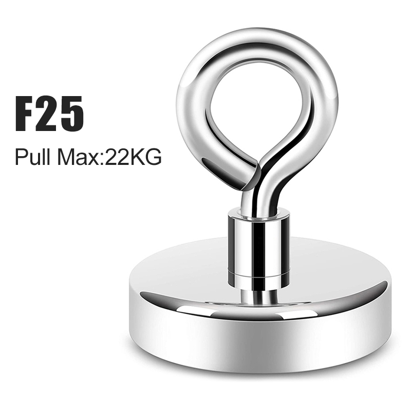 1Pc Super Sterke Neodymium Magneet Pot Vissen Salvage Magneten Neodymium Ronde Krachtige Magnetische Haak Zee Vissen Magneet Zoeker: F25 Pull Max 22KG
