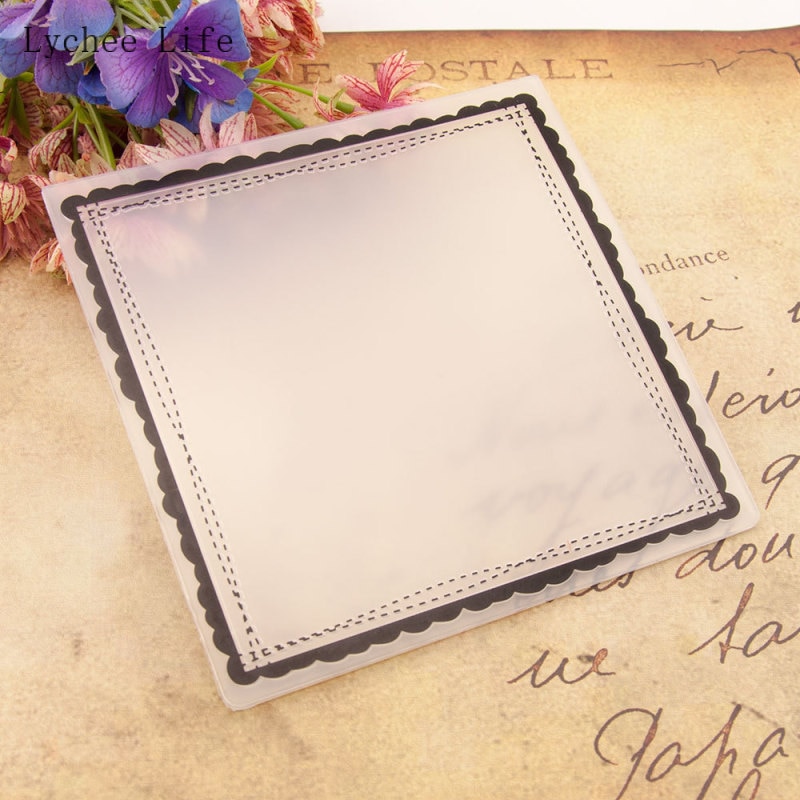 Lychee Life Blank Square Plastic Embossing Folders 15x15cm For Scrapbooking Template DIY Album Card Making Accessories