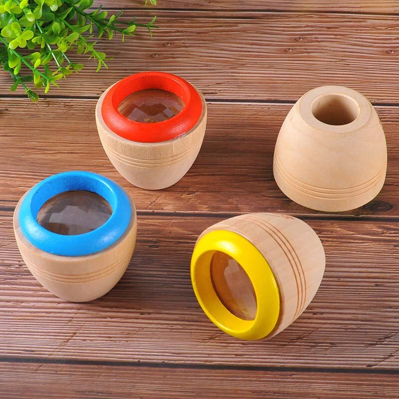 Wooden mini magical kaleidoscope multi-prism children or kids watch bee eye effect wooden traditional casual educational toys: Default Title