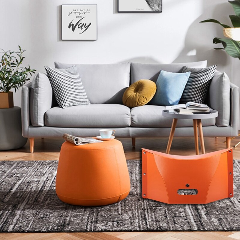 Large Orange Portable Stool Outdoor Picnic Portable Mini Folding Stool Furniture Multifunctional Plastic Storage Stool