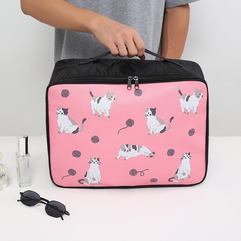 Bolso para cosméticos con caricaturas para mujer, estuches de maquillaje portátil, gran capacidad, almacenamiento de artículos de aseo, bolso organizador de maquillaje, bolsa de viaje,