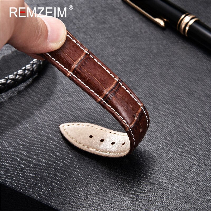 Bracelet de montre en cuir de calfeud, 16mm 18mm 20mm 22mm 24mm, accessoires pour montre, boucle solide, noir brun