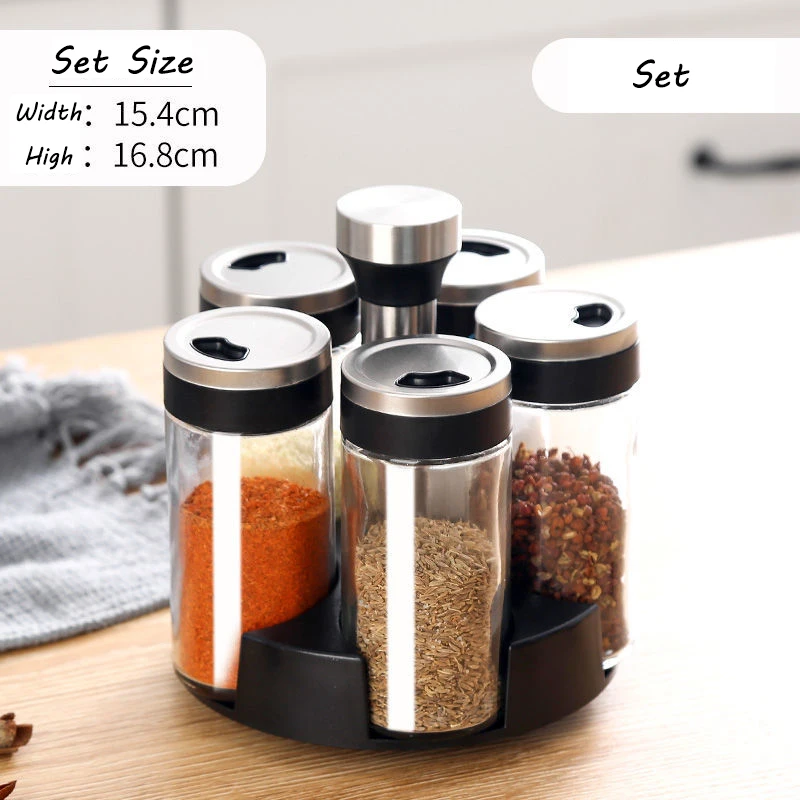 Spice Jar Glass Bottle Pepper Spice Container Seasoning Box Kitchen Rack Organizer Bottle Holder Seasoning Jars Rack Set: army green